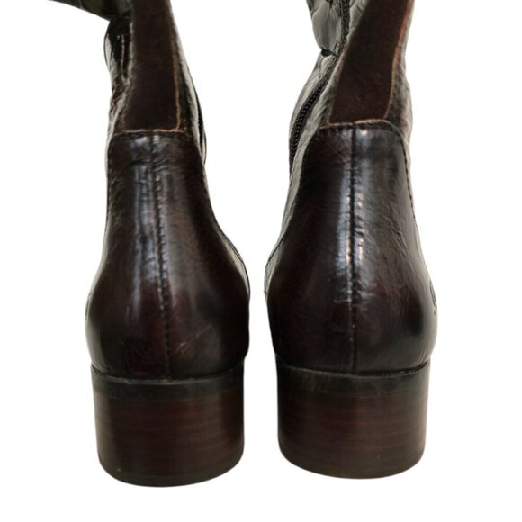 Born Brown Cort Crackled Leather Knee High Riding Boots Sz 6 - Picture 7 of 13